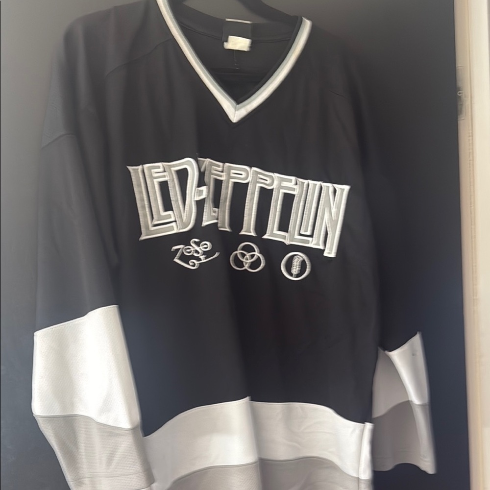 Black and White Led Zeppelin Hockey Jersey